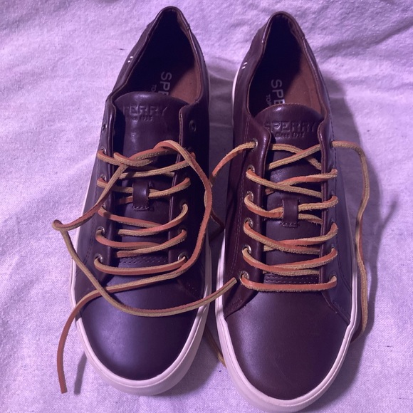 Sperry Top-sider Sts19818 Brown Strip Plushwave Ltt Leather Lace Up Men’s 10.5 - Picture 2 of 10